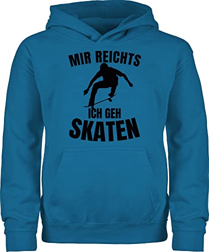 Shirtracer Kinder Hoodie Jungen Mädchen - Sport Kleidung - Mir reichts ich GEH Skaten - schwarz - 140 (9/11 Jahre) - Himmelblau - Skate Pulli Skater Pullover von Shirtracer