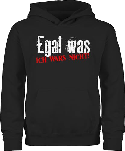 Kinder Hoodie Jungen Mädchen - Statement - Egal was Ich war es Nicht - Witzig Kollegen Kolleginnen Geschenk - 152 (12/13 Jahre) - Schwarz - sprüche Pullover Pulli von Shirtracer