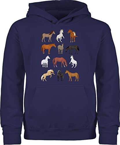 Kinder Hoodie Jungen Mädchen - Einhörner - Pferde Reihe - 98 (1/2 Jahre) - Navy Blau - einhorn pferd pullover einhörnern pferden reitpullover unicorns kapuzenpulli motiv pulli mit kinderpullover von Shirtracer