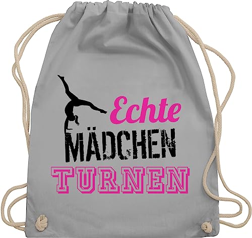 Turnbeutel Rucksack - Kinder Sport Kleidung - Echte Mädchen turnen fuchsia - schwarz - Unisize - Hellgrau - stofftasche turnsäckchen bags kinderbeutel taschen bag sporttasche backpack gym beutel von Shirtracer