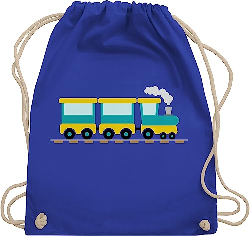 Turnbeutel Rucksack - Kinder Traktor Bagger und Co. - Eisenbahn - Unisize - Royalblau - kindergarten stoffbeutel kinderrucksack fahrzeuge zug beutel kindergartenrucksack für flugzeugen züge von Shirtracer