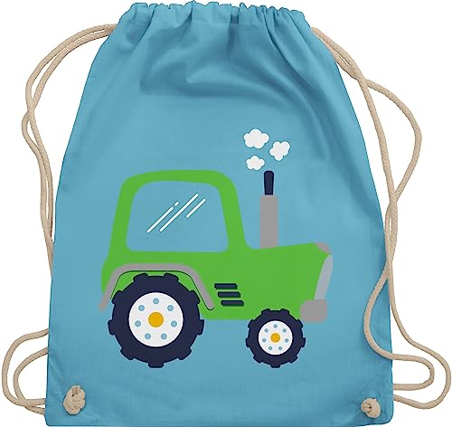 Turnbeutel Rucksack - Traktoren - Taschen - Kinder Traktor Grün - Unisize - Hellblau - wechselsachen beutel kita kindergartenrucksack trecker landwirt kindergarten stoffbeutel junge von Shirtracer
