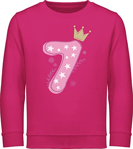 Sweatshirt Kinder Pullover für Jungen Mädchen - 7. - Siebter Geburtstag - 128 (7/8 Jahre) - Fuchsia - 7 jahre pulli 7.geburtstags birthday sieben 7, 7.geburtstag kindergeburtstag kind years alter von Shirtracer