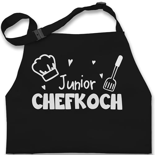 Kinderschürze Schürze Kinder Jungen Mädchen - Kochschürze - Junior Chefkoch - 7-14 Jahre - Schwarz - grillschürze chef geschenk für kind mit name kochen »junior kochschuerzen kuchenschürze von Shirtracer