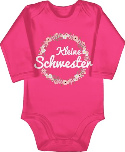 Shirtracer Baby Body langarm Mädchen Junge - Kleine Schwester - 3/6 Monate - Fuchsia - schwesternkleidung little sister schwesteen babybody geschenke für die lil sis schwestern strampler geschenk an von Shirtracer