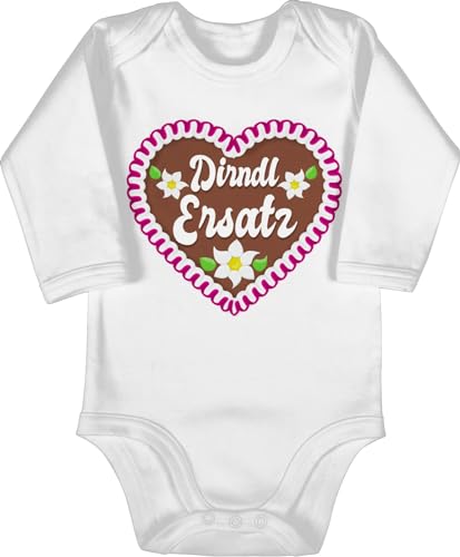 Baby Body langarm Mädchen Junge - Kompatibel Oktoberfest Outfit - Dirndl Ersatz mit Lebkuchen - 6/12 Monate - Weiß - trachtenbody trachten bayrisch dirndl-ersatz bodys strampler bayern von Shirtracer