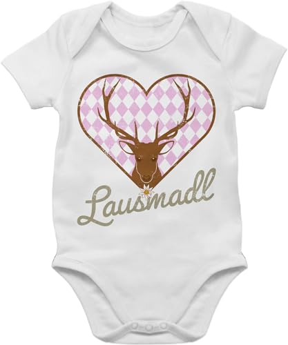 Baby Body Junge Mädchen - Kompatibel mit Oktoberfest Outfit - Lausmadl Hirsch - 12/18 Monate - Weiß - strampler jungen bodies für babys bodys kurzarm kurzarmbody babysachen einfarbig jungs von Shirtracer