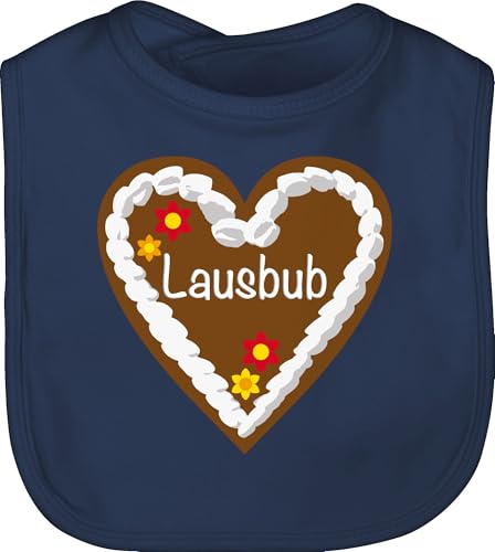 Shirtracer Baby Lätzchen - Kompatibel mit Oktoberfest Outfit - Lebkuchenherz Lausbub - Unisize - Navy Blau - bayrisches bayrisch lausbua stofflätzchen bayern lebkuchenherzen latz bayerischer lätze von Shirtracer