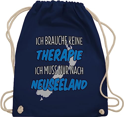 Turnbeutel Rucksack - Länder Fahnen und Flaggen - Ich brauche keine Therapie ich muss nur nach Neuseeland - Unisize - Navy Blau - geschenke country souvenir juterucksäcke urlaub beutelrucksäcke von Shirtracer