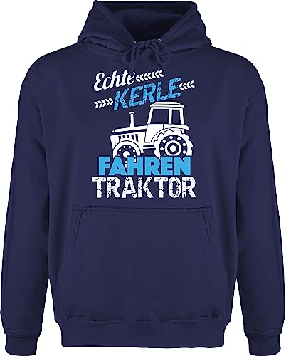 Hoodie Herren Pullover Männer - Traktoren - Echte Kerle Fahren Traktor - L - Navy Blau - Kapuzenpullover Geschenk mit trecker Drauf Tractor huddis Landwirtschaft tracktoren Hoodies Bauer Fahrer von Shirtracer