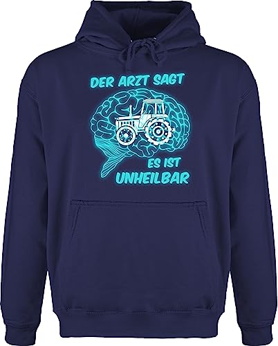 Hoodie Herren Pullover Männer - Traktoren - Der Arzt SAGT es is unheilbar Traktor - 4XL - Navy Blau - trecker sprüche Fahren Hoody Bauern Fahrer Hoddies/pullies Bauer ist Kapuzenpulli von Shirtracer