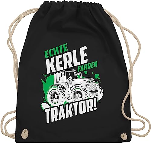 Turnbeutel Rucksack - Landwirt Geschenk Bauer - Echte Kerle fahren Traktor - weiß - Unisize - Schwarz - geschenke für traktorfans kinderrucksack bauern trecker stoffbeutel traktorliebhaber von Shirtracer