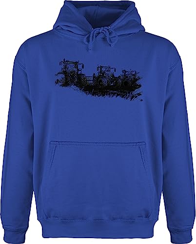 Hoodie Herren Pullover Männer - Traktoren Wiese - L - Royalblau - Pulli mit trecker Drauf Traktor pullis Farmer Hoodies landwirtschafts Hoodys Bauer Landwirtschaft Fan Geschenk traktorfan dorfkind von Shirtracer