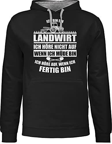 Pullover Herren Frauen Hoodie Kontrast zweifarbig - Geschenk Bauer - Ich bin ein Landwirt - M - Schwarz/Grau meliert - kapuzenpullover für landwirte landwirtschaft sprüche landwirtschafts hoody von Shirtracer