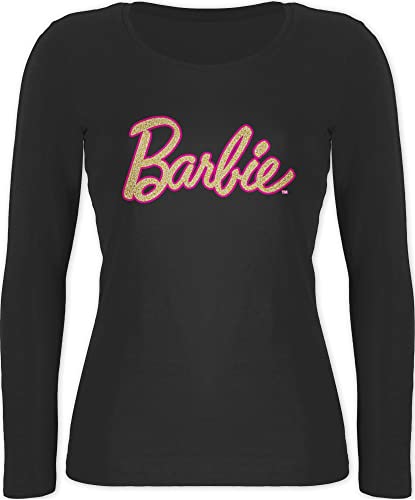 Shirtracer Langarmshirt Damen - Barbie Logo Glitzer - M - Schwarz - Langarm von Shirtracer