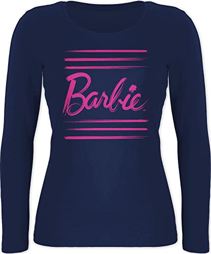 Shirtracer Langarmshirt Damen - Barbie Logo Wasserfarbe - M - Marineblau von Shirtracer
