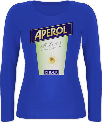 Langarmshirt Damen - Karneval & Fasching - Aperol Kostüm Flaschen Verkleidung - XXL - Blau - Karnevals t Shirt Langarm Oberteile für karnewal t-Shirt mit Lange ärmel Fashing Shirts langärmlig von Shirtracer