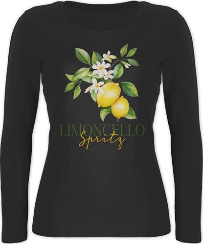 Langarmshirt Damen - Party & Alkohol - Limoncello Spritz | Italien-Fans | Italienischer Likör | Zitronenlikör - S - Schwarz - Italien für ausschenker Sauf Shirt Outfit Alki Langarm Saufen Tshirt von Shirtracer