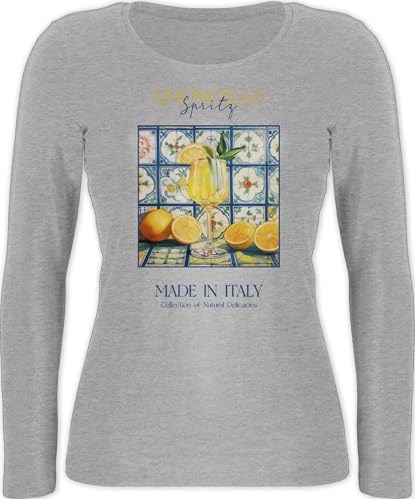 Langarmshirt Damen - Party & Alkohol - Limoncello Spritz | Italien-Fans | Zitronenlikör | Italienischer Likör - XL - Grau meliert - lemoncello Shirt Langarm für ausschenker Sauf Longsleeve Outfit von Shirtracer
