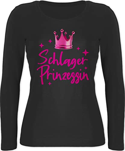 Shirtracer Langarmshirt Damen - Party Outfit - Schlager Prinzessin - Konzert Volksmusik Schlagerparty - L - Schwarz - Oberteile für schlagernacht schlagerprinzessin schlagerfans sprüche von Shirtracer