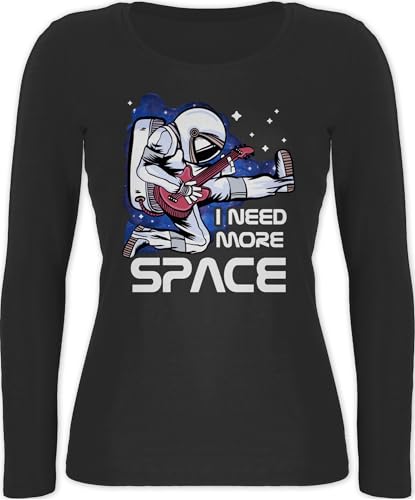 Langarmshirt Damen - Sprüche Statement - I Need More Space - Astronaut - weiß - Vintage - XL - Schwarz - Girl top Shirt Langarm mit Aufschrift Astronauten Oberteil Statements sprüchen￼ Spruch von Shirtracer