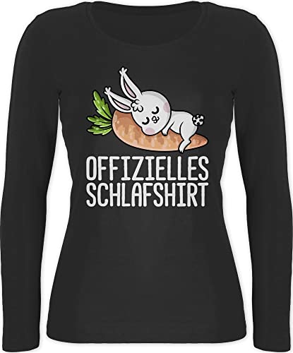 Shirtracer Langarmshirt Damen - Sprüche Statement - Offizielles Schlafshirt mit Hase weiß - XS - Schwarz - offiziell Langarm Statements offizielle Kaninchen Aufschrift Motiv Spruch von Shirtracer