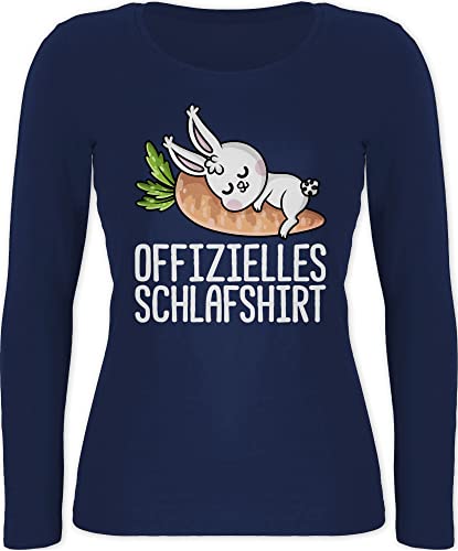 Langarmshirt Damen - Sprüche Statement - Offizielles Schlafshirt mit Hase weiß - L - Marineblau - Langarm-Schlafshirt Shirt Langarm Statements Hasen Shirts offiziell sprüchen￼ Schlaf Baumwolle von Shirtracer