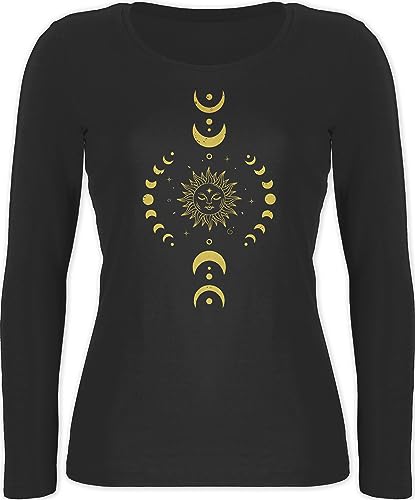 Langarmshirt Damen - Yoga Namaste Mandala Chakra - M - Schwarz - Langarm Shirt Yoga-Langarmshirt Joga Geschenke Tshirt yogawear Meditation Shirts spirituell für Fans Alles von Shirtracer