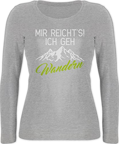 Langarmshirt Damen - Hobby Outfit - Mir reicht's ich GEH wandern - M - Grau meliert - Bergwandern Tshirt Langarm wanderspruch bergwanderer bergliebhaber Wanderfreunde sprüche Berge wanderzubehör von Shirtracer