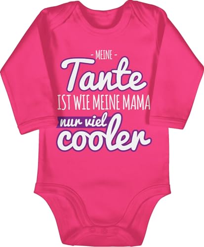 Shirtracer Baby Body langarm Mädchen Junge - - Meine Tante ist wie meine Mama nur viel cooler lila - 3/6 Monate - Fuchsia - baby-kleidung aunt tanten strampler tantes bodys geschenk babybody von Shirtracer