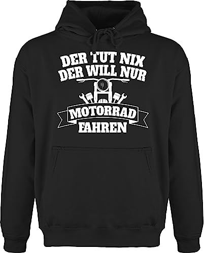 Shirtracer Hoodie Herren Pullover Männer - Biker - Der TUT nix der Will nur Motorrad Fahren - L - Schwarz - Kapuzenpullover sprüche Bike Nichts pullis Pulli zum Pullover+Motorrad motorad Huddy Hoody von Shirtracer
