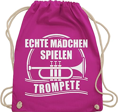 Turnbeutel Rucksack - Musik Instrument Zubehör - Echte Mädchen spielen Trompete - Unisize - Fuchsia - beutel kinder sportbeutel sportrucksack mit schnur turn tasche beuteltasche von Shirtracer