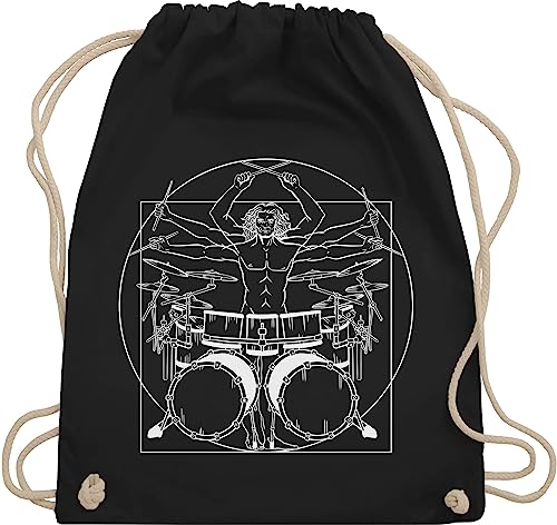 Turnbeutel Rucksack - Musik Instrument Zubehör - Schlagzeuger Drummer Geschenk Schlagzeug - Unisize - Schwarz - instrumente für musiker schlagzeug. beutel musikinstrumente tasche sportbeutel bag von Shirtracer