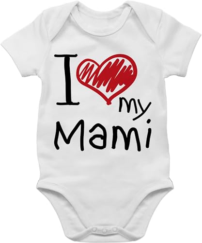 Baby Body Junge Mädchen - Mama - I love my Mami - 1/3 Monate - Weiß - babybodies strampler für babykleidung jungen geschenk beste babybody besondere geschenke kurzarm lieben kinder 2024 sachen von Shirtracer