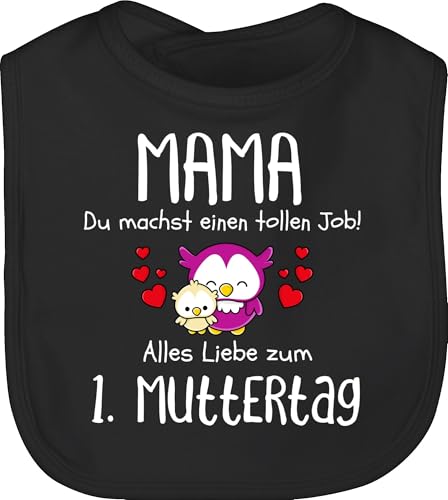 Baby Lätzchen - 1. Muttertag I Mama du machst einen tollen Job - Unisize - Schwarz - 1 muttertagsgeschenk zum muttertags muttertaf latz 1ste muttertagsgeschenke mutter 1.muttertag kinderlatz von Shirtracer