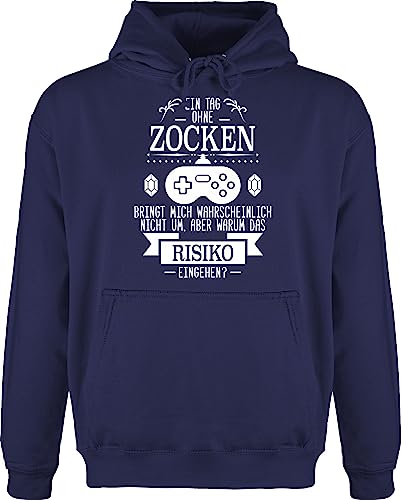 Shirtracer Hoodie Herren Pullover Männer - Nerd Geschenke - EIN Tag ohne Zocken - M - Navy Blau - für Computer Nerds zocker Gamer sprüche Kapuzenpullover Gaming Geschenk Geeks Hoddy computerfreaks von Shirtracer