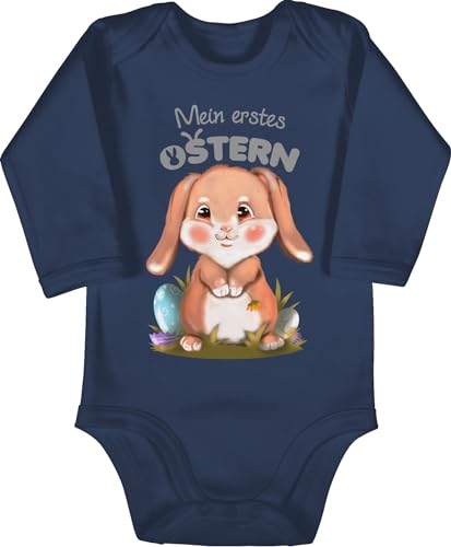 Shirtracer Baby Body langarm Mädchen Junge - Ostergeschenke - Mein erstes Ostern Hase I 1. Ostern Osterhase I Oster Hase - 6/12 Monate - Navy Blau - osterbody osteroutfit easter 1 babykleidung für von Shirtracer