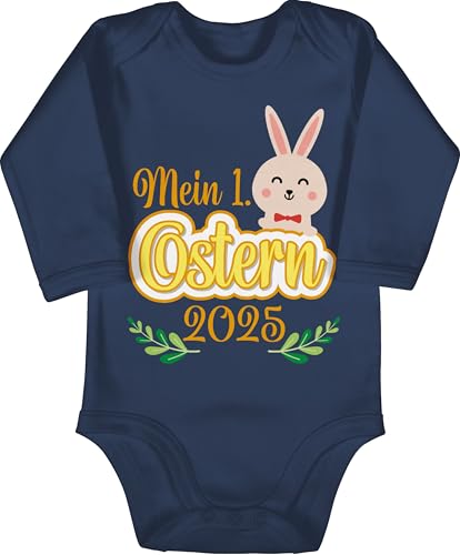 Baby Body langarm Mädchen Junge - Ostergeschenke - Mein 1. Ostern 2025 I Mein erstes Ostern Osterhase I My first easter - 6/12 Monate - Navy Blau - osteroutfit osterbody ostermotiv 1 strampler von Shirtracer