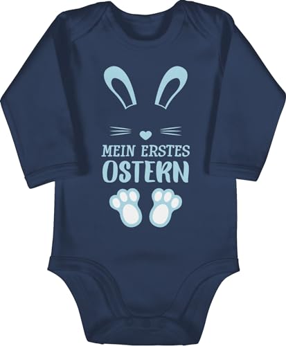 Baby Body langarm Mädchen Junge - Ostergeschenke - Mein erstes Ostern Hase I Osterhase I Oster Hase I Easter - 3/6 Monate - Navy Blau - babybody osteroutfit ostermotiv my strampler outfit osterbody von Shirtracer