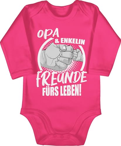 Baby Body langarm Mädchen Junge - Partner-Look Familie - Opa & Enkelin Freunde fürs Leben! - 3/6 Monate - Fuchsia - strampler partnerlook enkelkind babybody family look und baby-kleidung familien von Shirtracer