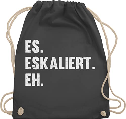 Turnbeutel Rucksack - Party & Alkohol Herren - Es eskaliert eh - Unisize - Dunkelgrau - sprüche beutel baumwolle gym bag festival trink mit sprüchen rucksäcke stoffbeutel spruch saufen malle von Shirtracer