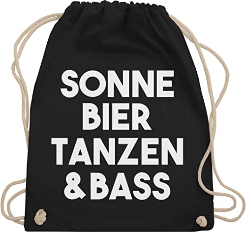 Turnbeutel Rucksack - Party Alkohol Herren - Sonne Bier Tanzen & Bass - Lettering - weiß - Unisize - Schwarz - festival-bag festival tasche beutel für konzerte sauf sportbeutel festivaltasche alki von Shirtracer