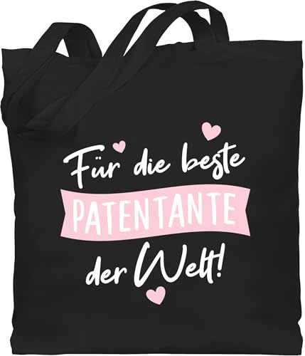 Baumwolltasche - Geschenk Taufpatin - Für die beste Patentante der Welt! - weiß - Unisize - Schwarz - paten jutebeutel godi geschenke patin partentante jutetasche taufpaten tante von Shirtracer