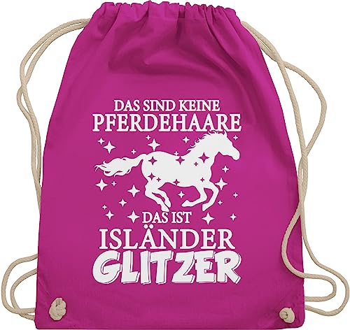 Shirtracer Turnbeutel Rucksack - Pferde Taschen - Das sind keine Pferdehaare - Das ist Isländer Glitzer - Unisize - Fuchsia - reitrucksack für reiter reit sprüche turn beutel mädchen reiten geschenk von Shirtracer