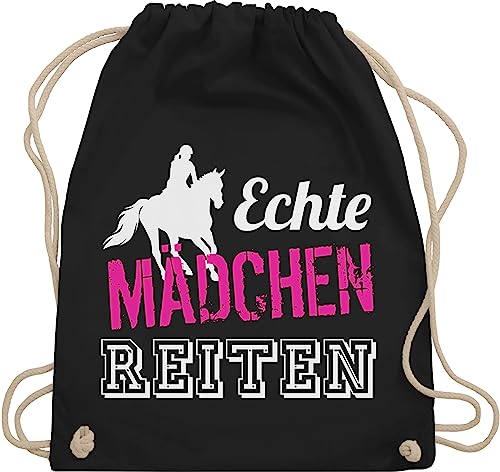 Turnbeutel Rucksack - Pferde - Taschen - Echte Mädchen reiten - Unisize - Schwarz - reiterzubehör stalltasche pferd pferdeliebhaber horses juterucksäcke reitzubehör pferdebeutel pferdespruch von Shirtracer