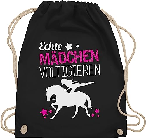 Turnbeutel Rucksack - Pferde - Taschen - Echte Mädchen voltigieren - Unisize - Schwarz - voltigiertasche stalltasche pferd pferdeliebhaber volti beutel voltigierbeutel pferdebeutel pferdespruch von Shirtracer