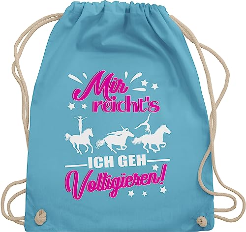 Turnbeutel Rucksack - Pferde Taschen - Mir reicht's - Voltigieren - weiß/fuchsia - Unisize - Hellblau - voltigierbeutel stalltasche pferd pferdeliebhaber voltigier stoffrucksack voltigierzubehör von Shirtracer