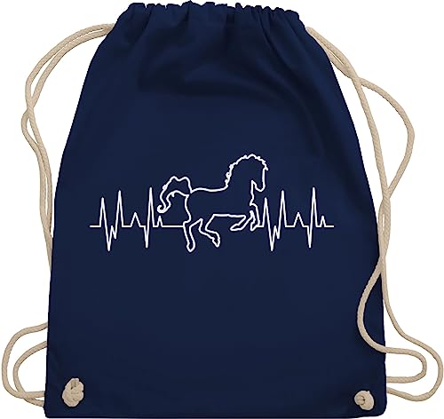 Turnbeutel Rucksack - Pferde Taschen - Pferd Herzschlag - weiß - Unisize - Navy Blau - reiten zubehör pferdebeutel pferdeliebhaber mit sportbeutel beutel pferderucksäcke pferdespruch sporttasche von Shirtracer