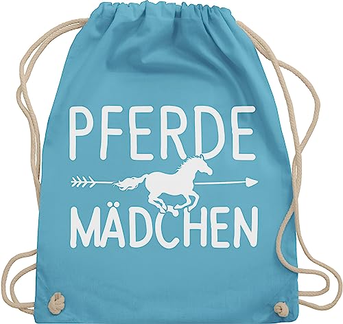 Turnbeutel Rucksack - Taschen - Pferde Mädchen - Pferdemädchen - Unisize - Hellblau - pferdetaschen stalltasche pferd pferdeliebhaber fjordis stoffrucksack reiterzubehör pferdebeutel reiten von Shirtracer