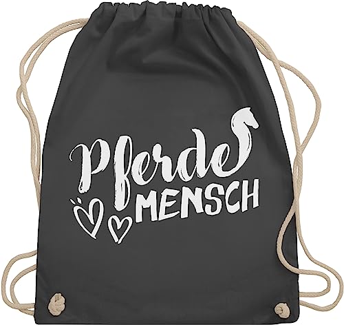 Turnbeutel Rucksack - Pferde - Taschen - Pferdemensch - Unisize - Dunkelgrau - reitsachen frauen tasche reiter sportrucksack mit schnur packtasche pferd pferdebesitzer baumwoll geschenk reitlehrerin von Shirtracer